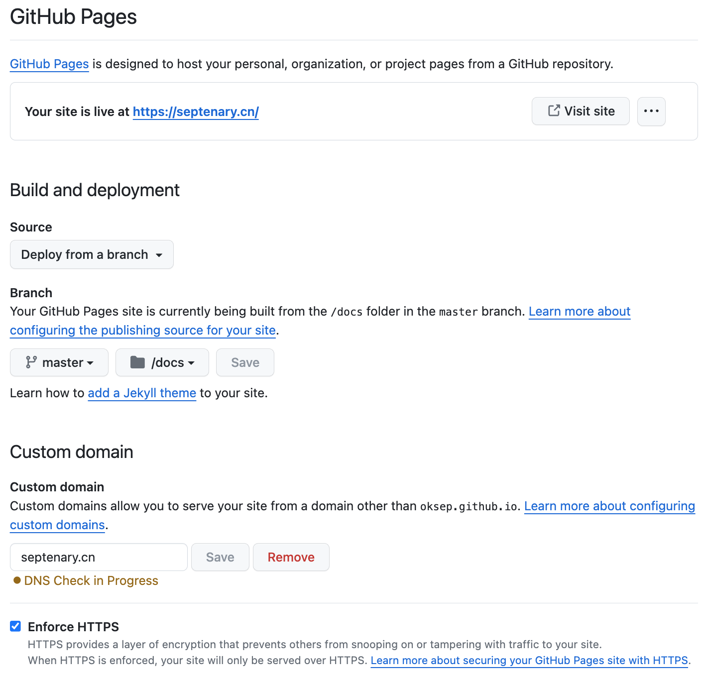GitHub Pages 配置